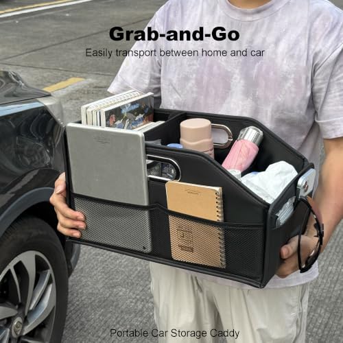 Car Seat Storage Organizer,Reinforced Dividable PU Leather Car Caddy Basket - view 2