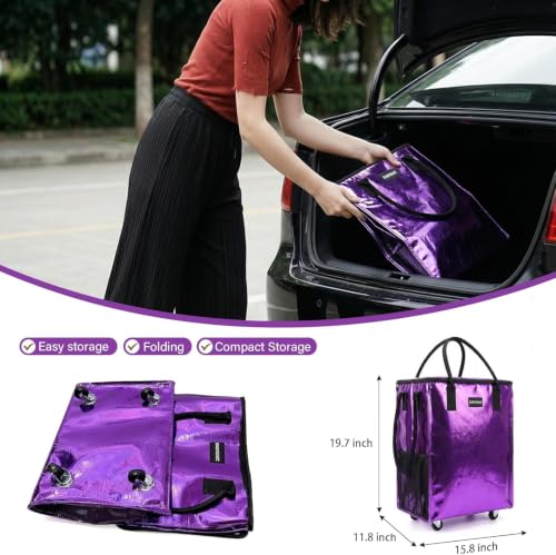 Grocery Bag Rolling Tote Bag on 4 Wheels, Shopping Bag with Wheels Handle - view 2