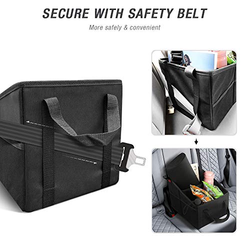 Car Seat Organizer - Passenger Seat Organizer, Collapsible Small Car Seat Storage Organizer for Console Front/Back, Automotive Backseat Organizer with Belt 4 Cup Holders for Kids Accessories - view 6