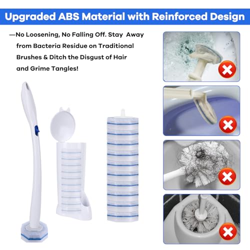 Disposable Toilet Brush and Holder Set, 50pcs Thick Refills for Clorox Wand - view 5