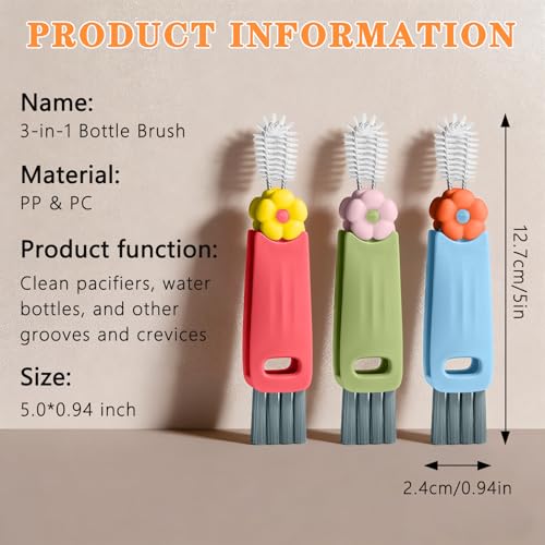 3 in 1 Cup Lid Gap Cleaning Brush Set, Multifunctional Bottle Cleaning Brush, Cup Lid Gap Cleaner, Home Kitchen Crevice Brush Tools (3 Pack) - view 2