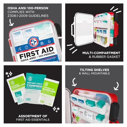 326 Pc OSHA ANSI First Aid Kit Hard Case 100 People - view 4