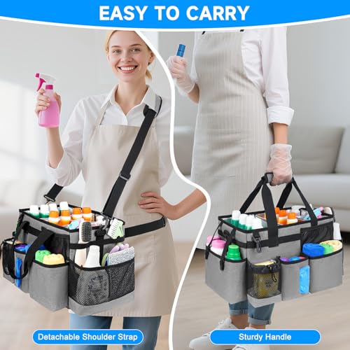 Cleaning Caddy Bag, Large Cleaning Bag for Housekeepers, Rose Gray - view 5