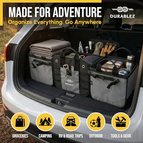Extra Large Modular Collapsible Car Trunk Organizer System, Gray - view 3