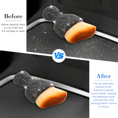 Rhinestone Car Detailing Brush with Soft Bristles, Transparent Gray - view 5