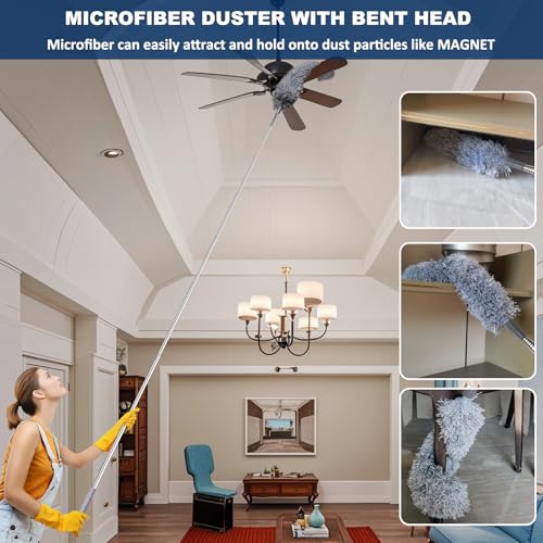 100 Inch Retractable Gap Dust Cleaner Cleaning Tools & Microfiber Feather Duster Washable and Retractable Duster Brush for Cleaning Under Appliances Furniture Ceiling Fan Dust and Cobweb Cleaner - view 5