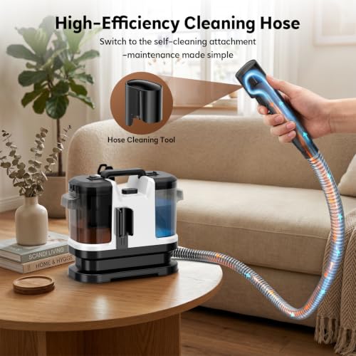 Portable Carpet Cleaner Machine, 21Kpa Handheld Upholstery Cleaner Machine with Self Cleaning und Large Tank, Deep Cleaning Shampooer for Furniture, Couch, Rug, Car, Pet Stains, White - view 5