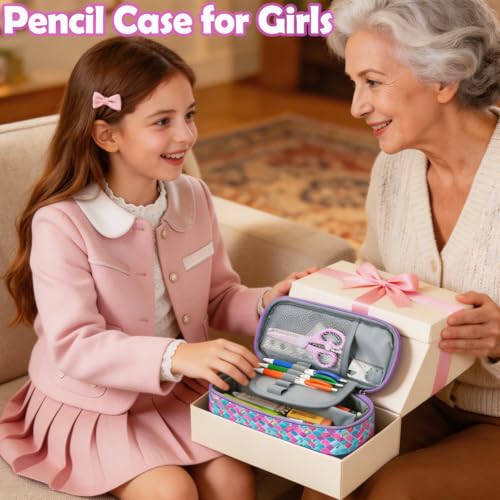 Kids Pencil Case for Girls-Soft Zipper Large Capacity Pencil Pouch for Girls Pencil Case for School Pencil Bag for Toddler (Purple Mermaid) - view 3