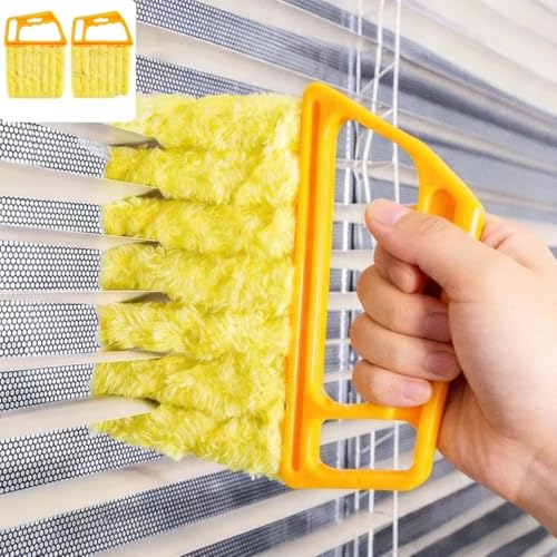 2pcs Microfibers Washable Window Cleaning Brushes for Effortless Dust Collection and Blinds Cleaning, Yellow
