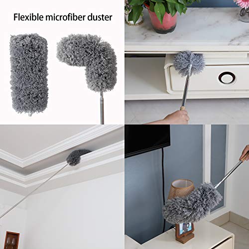 Lambswool and Microfiber Duster, 2 Counts, Long Reach/Extendable Duster Up to 86" for Cleaning High Ceiling Fan, Interior Roof, Cobweb, Keyboard, Furniture - view 4