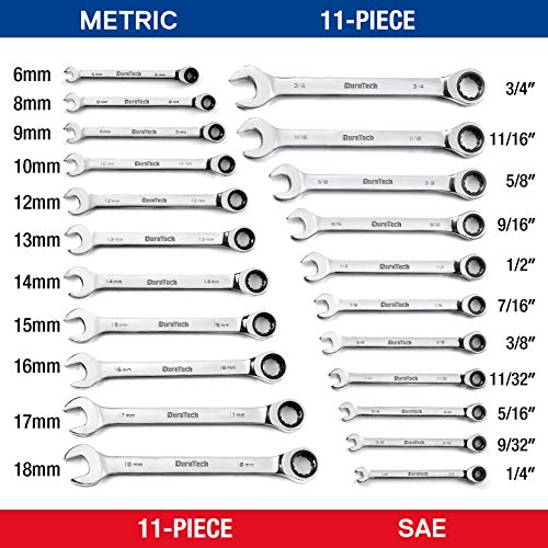 22-Piece Ratcheting Wrench Set, Combination Wrench Set, Metric&SAE - view 2