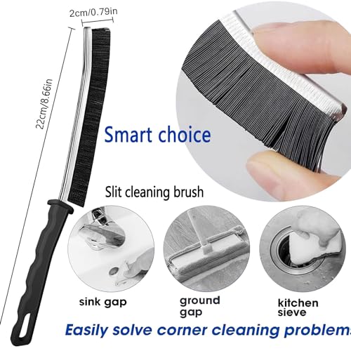 Commercial-Grade Crevice Cleaning Brush Set, Ultra-Stiff Heavy-Duty Gap Scrubber Tools for Bathroom Grout, Window Tracks & Auto Detailing, Zero Cross-Contamination - view 3