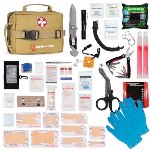 119 Pcs Comprehensive Premium Survival First Aid Kit - Medical Emergency Kit for Travel Camping Gear, Home Essentials & Outdoor Emergencies - HSA & FSA Eligible Survival Kit