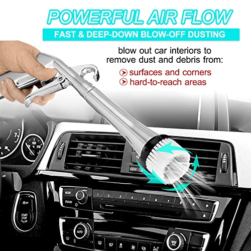 Car Cleaning Gun High Pressure Car Cleaning Tool Air Blow Gun Car Detailing Kit Interior Cleaner Air Duster Blower Gun Pneumatic Air Compressor Auto Detailing Tool for Car Upholstery (Black) - view 3