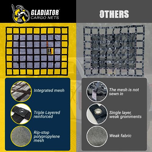 Heavy Duty Cargo Net - Truck Organizer-Interior-Roof Rack-Jeep-SUV- Baja-Camping -(GBN-100) 4' x 4' - view 5
