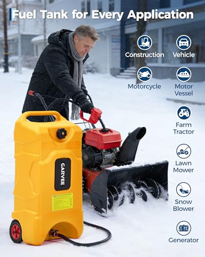16 Gallon Gas Can, Fuel Tank Container with LE Fluid Transfer Manual 10 FT Siphon Pump, Portable Diesel Gas Storage Caddy w/Wheels for Car, ATV, Weeder, Boat, Tractor,Snow Blower,Generator - view 5