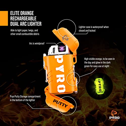 Pyro Putty Stow & Go ARC Electric Lighters Rechargeable: Fire Starter Survival Gear and Supplies, Windproof & Waterproof + 1 Single Use Summer Putty - view 2