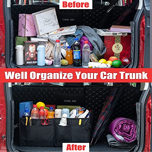 Car Trunk Organizer with Multi Compartments - Automotive Collapsible Cargo Containers with 11 Pockets & Reinforced Handles, Vehicle Grocery Organizer Bin Caddy Bag for SUV Van Truck - view 5