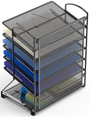 6-Tier Desk Organizer & Sliding Paper Tray, Black - view 3