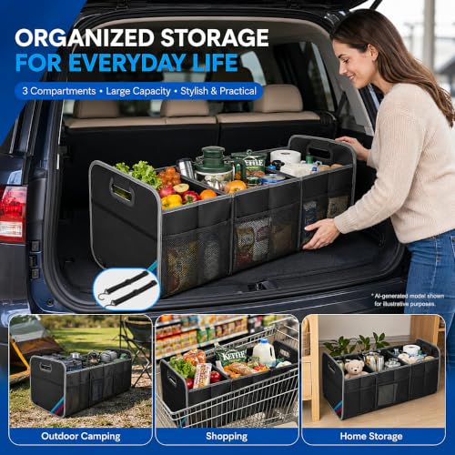 XL Car Trunk Organizer, 4 Compartments, 94L Capacity, Oxford Polyester 600D Material, Easy Fold and Store, Prevents Sliding - view 6