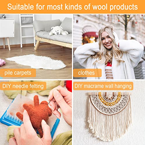 Carpet Rake Sheepskin Wool Brush and Cleaner Comb, Black, 2PCS(Big+Small) - view 6