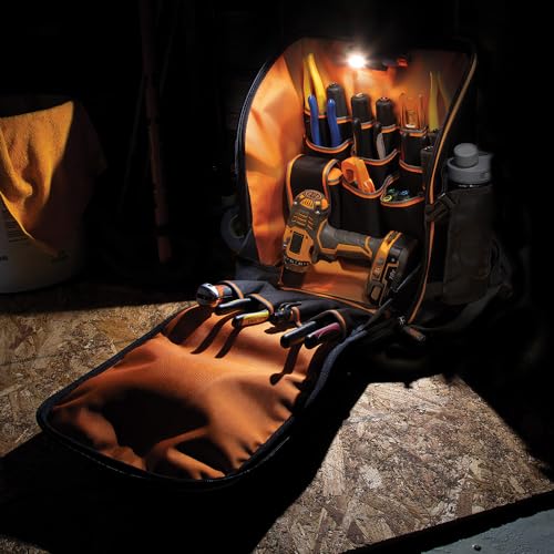 55482 Tool Bag Backpack, 21 Pockets, Black/Orange/Gray - view 6
