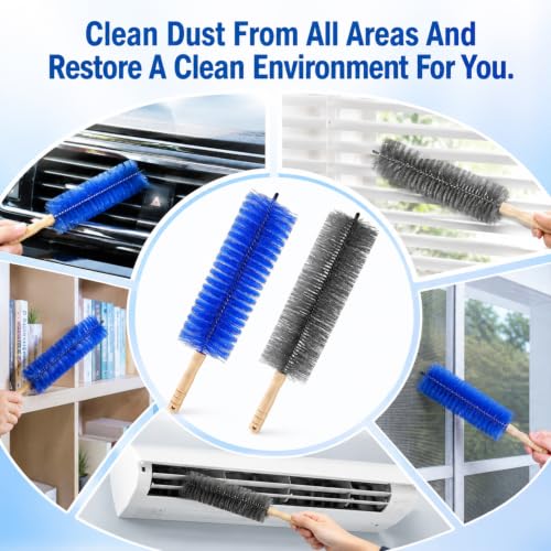2 PCS Fan Cleaning Brush, Bendable Cobweb Duster with Microfiber Head, Reusable - view 3