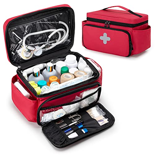 Small Medicine Storage Bag, Empty Family First Aid Kits Case, Red