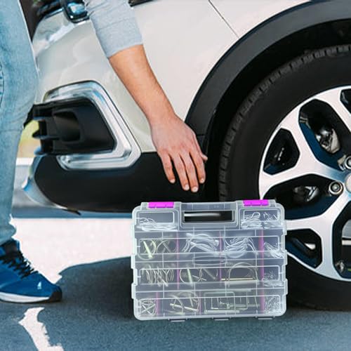 Tools Organizer Box Small Parts Storage Box 50-Compartment Double Side Hardware Organizers with Removable Plastic Dividers for Screws, Nuts, Nails, Bolts, Purple - view 6