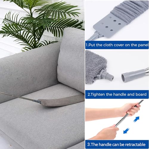 Dust Cleaner Microfiber Duster, Gap Dust Cleaning Artifact with Extension Pole & Bendable Head, Washable Extendable Gap Dusters for Sofa Bed Furniture Bottom,Ceiling Fan,Blinds (Gap Dust Cleaner) - view 3