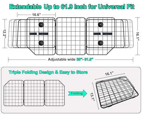 CASIMR Dog Car Barrier for SUVs, Vehicles, Trucks, Cars, Adjustable Pet Divider Cargo Area Universal-Fit, Heavy-Duty Wire Mesh Barriers, Safety Travel Accessories Cover, 61.9 Inch - view 2