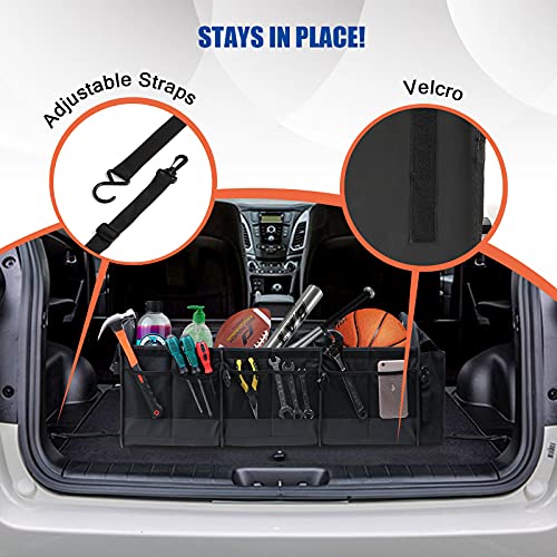 Car Trunk Organizer with Lid & Removable Leakproof Cooler Bag，Foldable Cover,Large Trunk Organizers,Multi-Compartment Collapsible Cargo Storage Organizer for SUV,Van,Truck,Sedan(3 Compartments,Black) - view 5