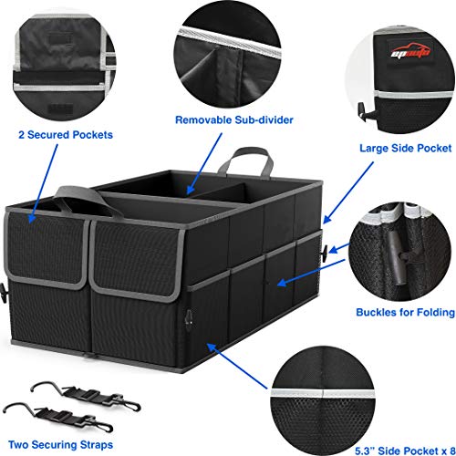 Foldable Car Trunk Organizer for SUV, 3-Compartment, Black - view 2