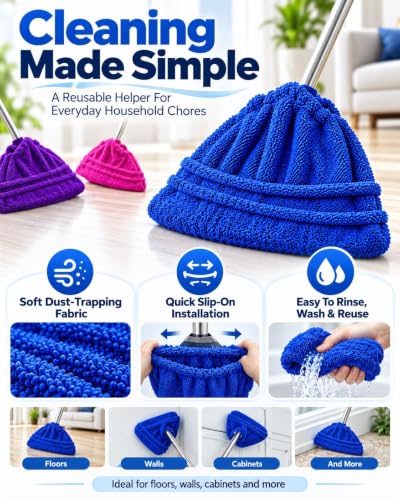 Mop Socks Broom Cloth Cover With Elastic Bands Washable Dusting Pads - view 7