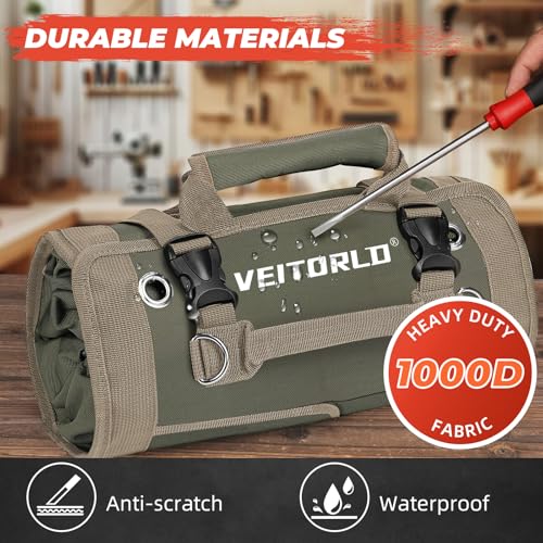 Tool Roll Up Bag, Gifts for Men Dad from Wife Daughter Fathers Day, Portable Tools Box Storage for Men, Heavy Duty Tool Organizer W/Detachable Pouches for Electrician Mechanic Carpenter - view 4