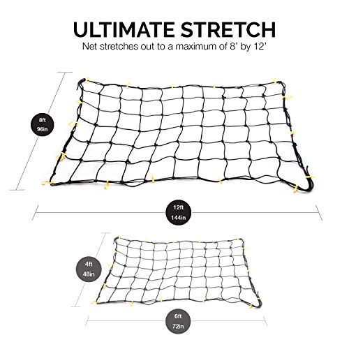 50971A 4'x6' Super Duty Cargo Net, Bungee Net with 16 Detachable Hooks and 4 Carabiners, 4"x4" Mesh for Protecting Small Items, SUV, ATV/UTV, RV, Pickup Truck Bed and Trailer - view 3