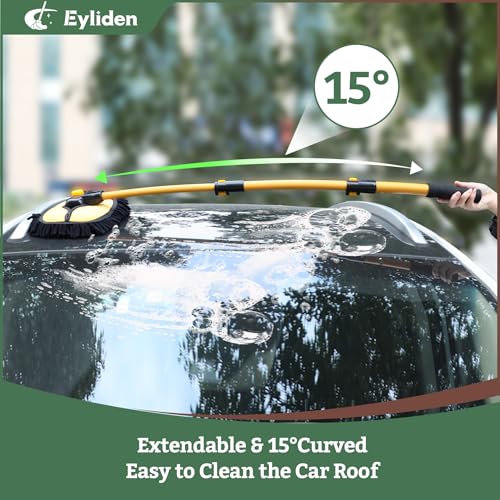 Car Wash Brush Mop with Long Handle for Car Truck RV, Yellow - view 5