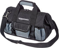 Durable Wear-Resistant Tool Storage Bag with Adjustable Shoulder Strap, Portable Tool Organizer, 16 Pockets, 12 in, Black & Gray