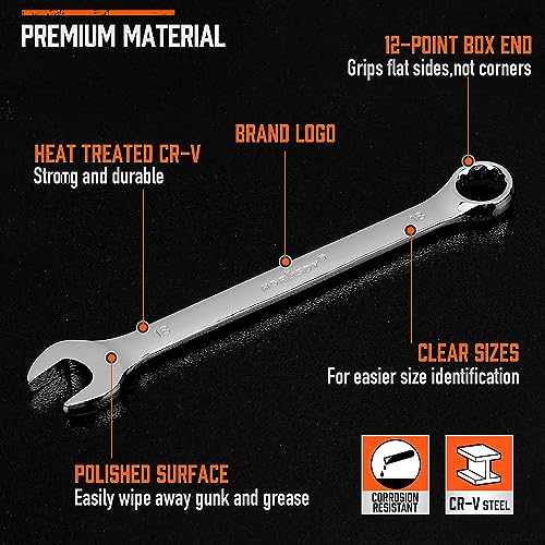 12-Piece Metric Wrench Set | Combination Wrench Set with Organizer | 12 Point | 8mm - 19mm | Chrome Vanadium Steel - view 5