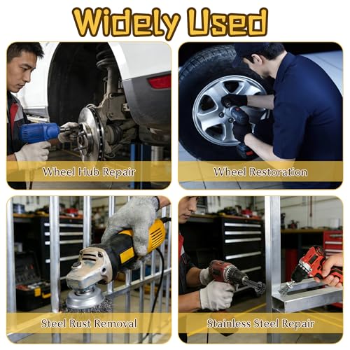 Wheel Hub Cleaning Tool, Brake Rotor Resurfacing Kit - 5 Pads & Coarse Carbon Steel Crimping Wire Wheel Brush, Rust Removal Tool for Car Repair - view 6