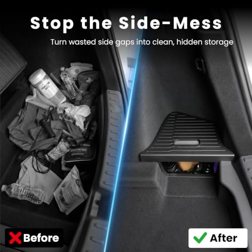 Rear Trunk Storage Bins for 2026 Tesla Model Y L, TPE Side Cargo Organizer Boxes with Lids, Waterproof Anti-Rattle Rear Trunk Accessories for Model Y L 6-Seater Long Wheelbase - view 3