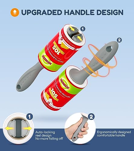 4X Extra Sticky Lint Roller for Pet Hair, Lint Rollers 315 Sheets Mega Value Set, Pet Hair Remover with 3 Upgraded Handle 3 Rollers, Portable Lint Remover for Clothes, Furniture, Dog & Cat Hair - view 3