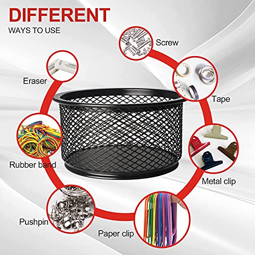 5-Pack Stackable Mesh Desk Organizer Bins - Durable Storage Containers for Paper Clips, Rubber Bands, and Office Supplies, Black - view 5