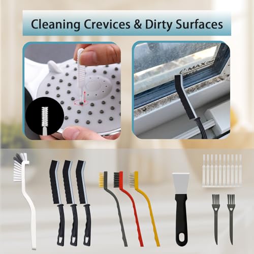 20-Piece Crevice Cleaning Brush Set - Multifunctional Kit with Precision Brushes, Scraper&Shower Cleaner Brush for Car, Kitchen, Bathroom, Grout, Sink, Cup, Teapot, Bottle, Blender, Corners &More - view 3