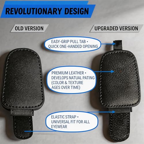 Magnetic Leather Car Sunglasses Holder & Ticket Card Clip - Car Visor Organizer, Windshield Mount Accessory 2 Packs (Grey) - view 4