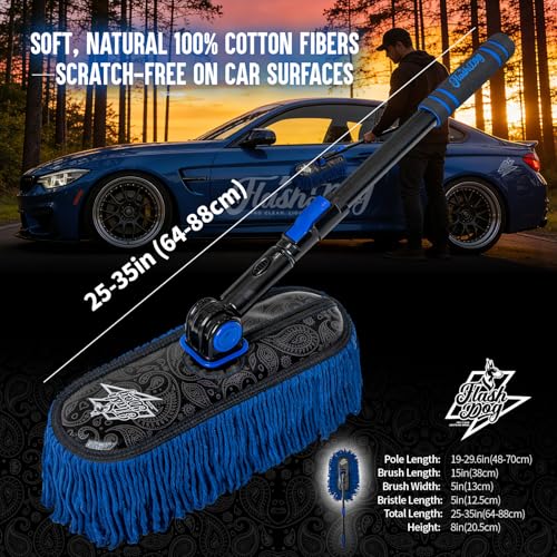 Car Duster Exterior - Wax Treated Cotton & Extendable Handle - view 6