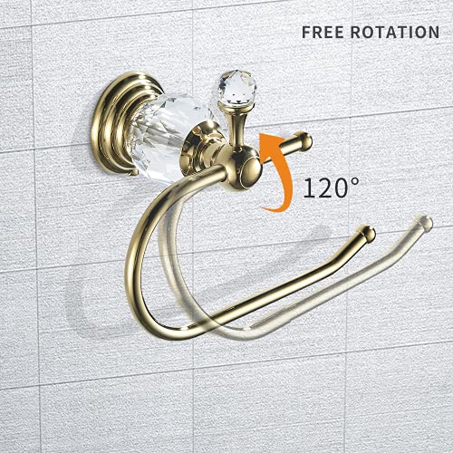 Polished Gold Toilet Paper Holder, Brass Crystal Tissue Holder Bathroom Accessories Wall Mounted - view 4
