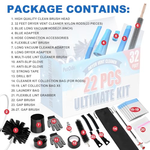 22-Pieces 32-Feet Dryer Vent Cleaner Kit, Dryer Vent Cleaning Kit - view 6