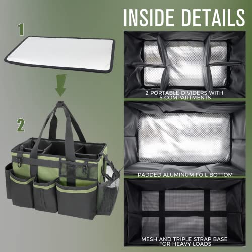 Wearable Cleaning Caddy Organizer with Handle & Shoulder Straps for Housekeepers, Under Sink & Car Cleaning Tool Organizer Bag with 4 Foldable Dividers (Green) - view 4