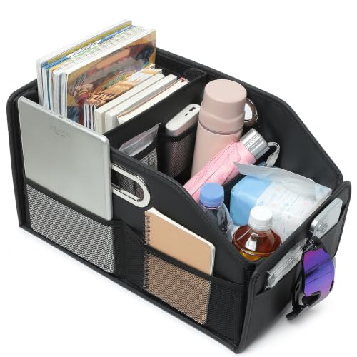 Car Seat Storage Organizer,Reinforced Dividable PU Leather Car Caddy Basket